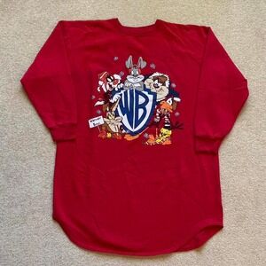 intage‎ 90s Warner Bros Looney Tunes Embroidered Crewneck Sweatshirt Christmas